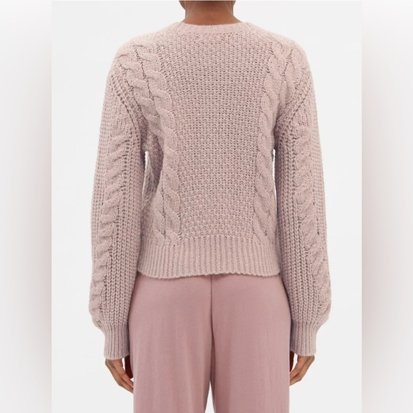 SKIN S Small Dusty Orchid Pink Cable Knit Baby Alpaca Blend Pullover Sweater Aya - Picture 2 of 10